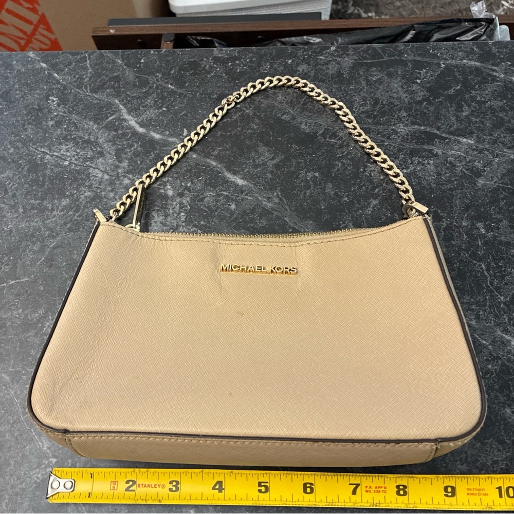 MICHAEL KORS Jet Set Chain MD Zip Saffiano Leather Pouchette Crossbody Bag